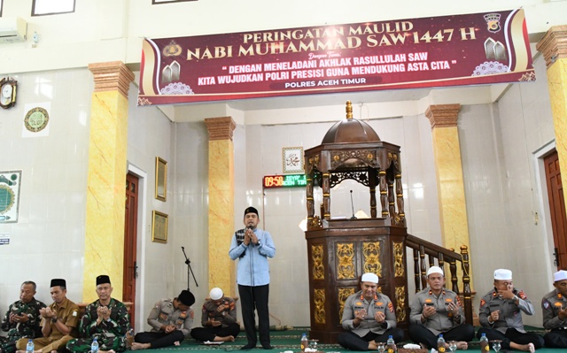 Teladani Akhlak Rasulullah, Polres Aceh Timur Gelar Peringatan Maulid Nabi Muhammad SAW 1447 H