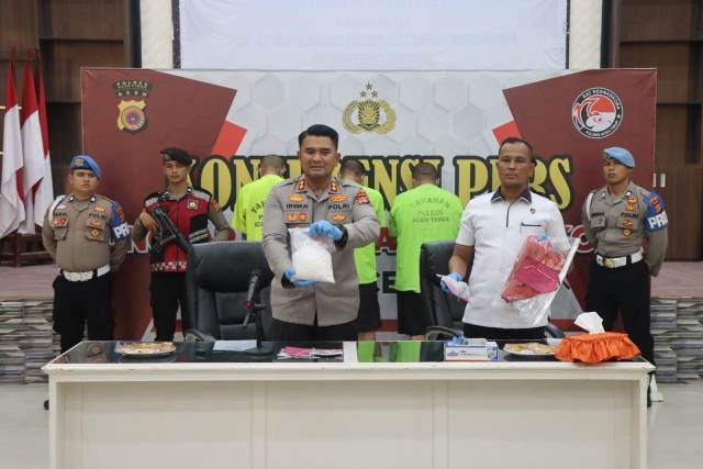 Polres Aceh Timur Ungkap Kasus Penyalahgunaan Narkotika, Amankan Sabu 920 Gram dan Tiga Tersangka