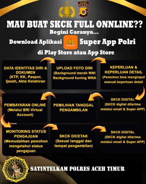 Warga Aceh Timur, Polri Permudah Layanan SKCK Kini Bisa Diurus Full Online